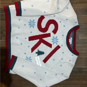 cupcakes & cashmere White and Red Crewneck Sweater ski xl nwt